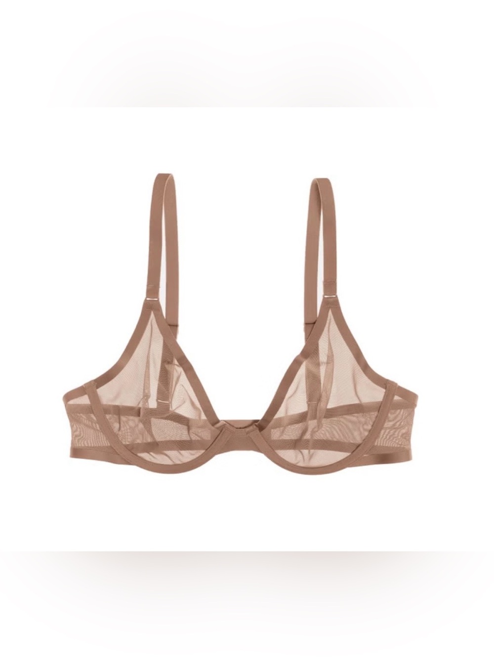 CUUP The Plunge Mesh Bra 32G Taupe Tan Underwire Sheer Unlined minimalist